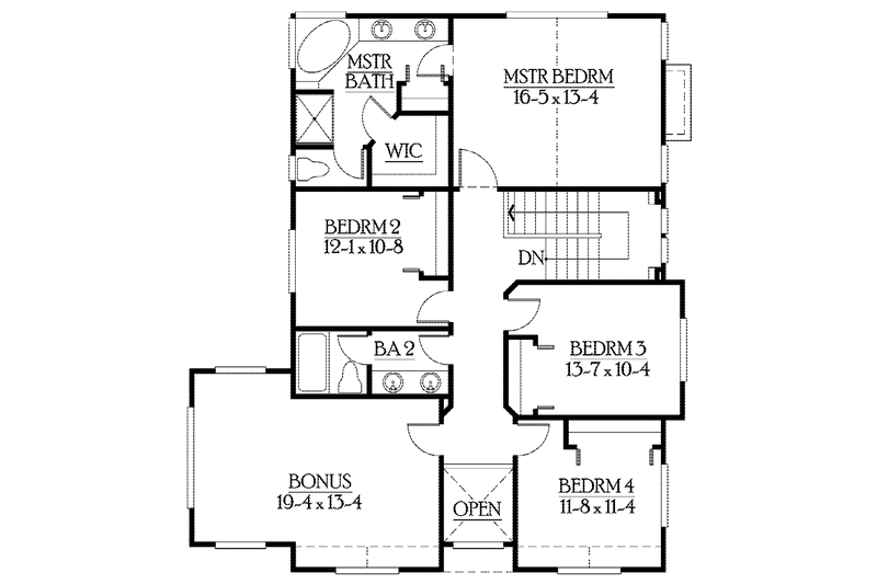 Dream House Plan - Floor Plan - Upper Floor for Craftsman House Plan #132-362 - 4 bed, 2.5 bath