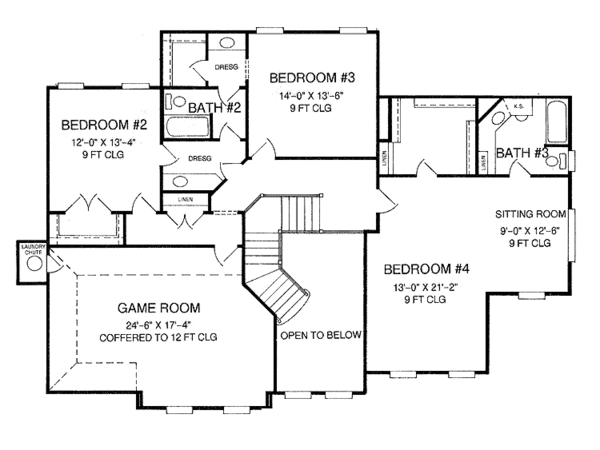 House Blueprint - Country Floor Plan - Upper Floor Plan #952-186