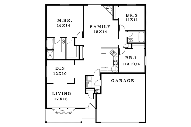Home Plan - Floor Plan - Main Floor for Craftsman House Plan #943-15 - 3 bed, 2 bath
