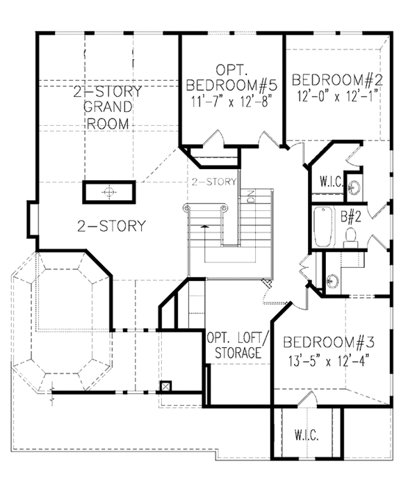 Architectural House Design - Traditional Floor Plan - Upper Floor Plan #54-305