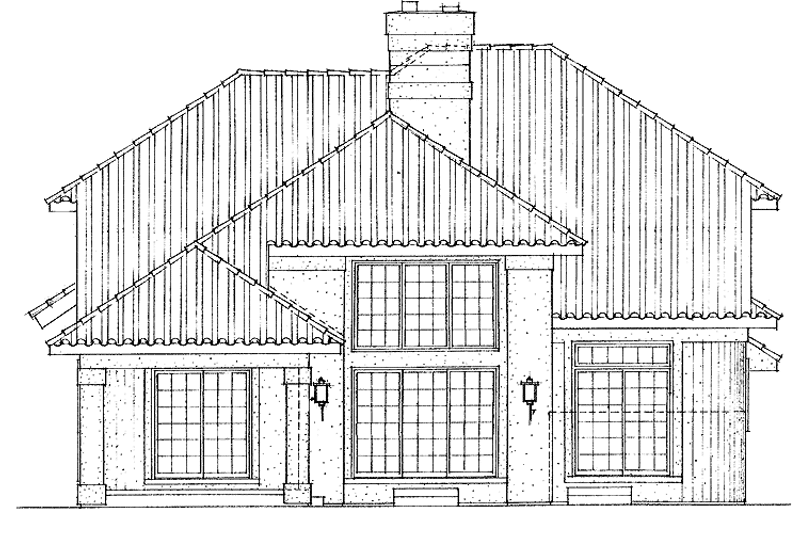 Home Plan - Exterior - Rear Elevation for Mediterranean House Plan #72-943 - 4 bed, 2.5 bath