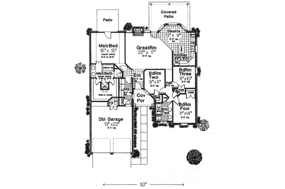 Floor Plan - Main Floor for European House Plan #310-583 - 4 bed, 2 bath