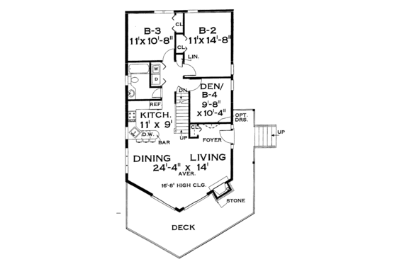 Floor Plan - Main Floor for Cabin House Plan #3-272 - 4 bed, 2 bath