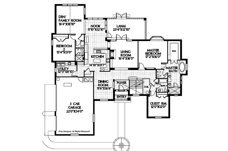 Home Plan - Floor Plan - Main Floor for Country House Plan #999-56 - 4 bed, 4 bath