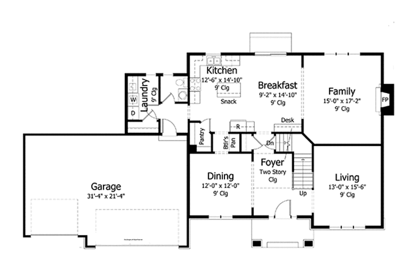 Home Plan - Floor Plan - Main Floor for Colonial House Plan #51-1011 - 4 bed, 2.5 bath