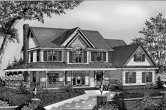 Exterior - Front Elevation 3 for Victorian House Plan #11-253 - 3 bed, 2.5 bath