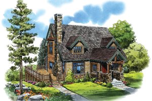 Log Exterior - Front Elevation Plan #942-18