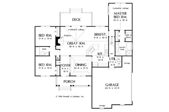 Floor Plan - Main Floor for Ranch House Plan #929-478 - 3 bed, 2 bath