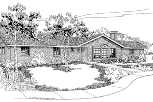Architectural House Design - Exterior - Front Elevation for Ranch House Plan #60-981 - 3 bed, 2 bath