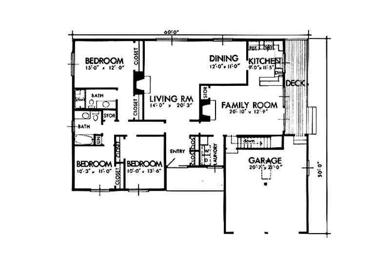 Home Plan - Floor Plan - Main Floor for Contemporary House Plan #320-1281 - 3 bed, 3 bath