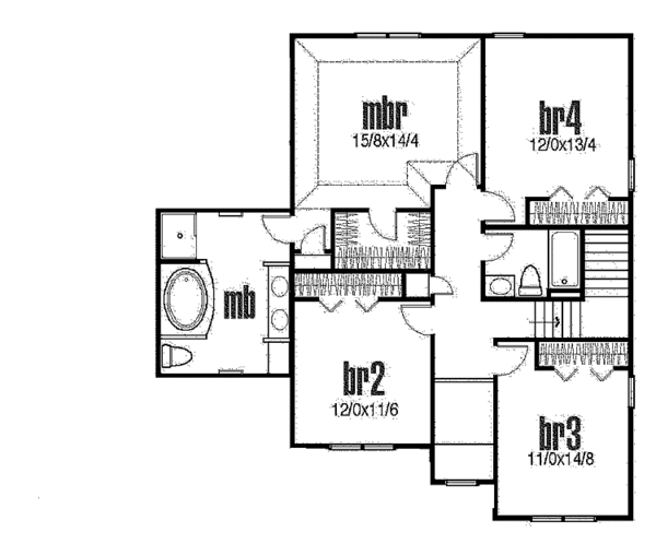 Home Plan - Traditional Floor Plan - Upper Floor Plan #435-14