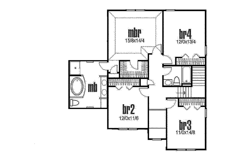 Home Plan - Floor Plan - Upper Floor for Traditional House Plan #435-14 - 4 bed, 2.5 bath