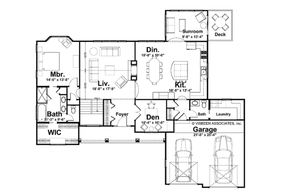 Floor Plan - Main Floor for Craftsman House Plan #928-149 - 3 bed, 2.5 bath