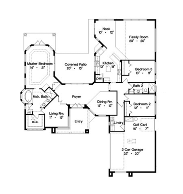 Architectural House Design - Mediterranean Floor Plan - Main Floor Plan #417-805