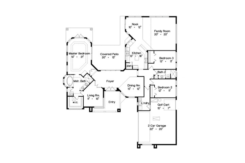 Home Plan - Floor Plan - Main Floor for Mediterranean House Plan #417-805 - 3 bed, 3 bath