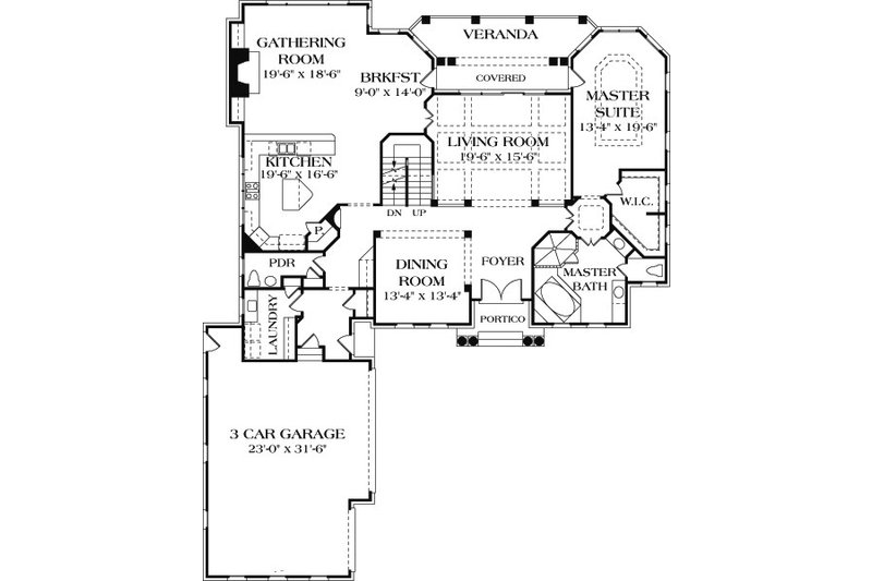 Home Plan - Floor Plan - Main Floor for Colonial House Plan #453-17 - 5 bed, 4.5 bath