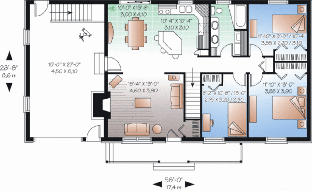 Ranch Style House Plan Beds Baths 1204 Sq/Ft Plan #23-2272