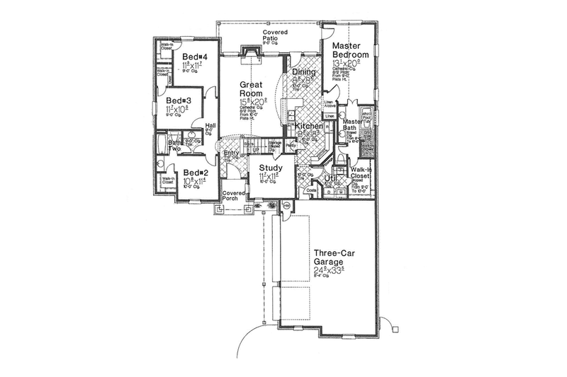 Dream House Plan - Floor Plan - Main Floor for European House Plan #310-1275 - 4 bed, 2 bath