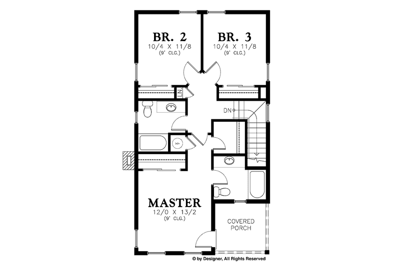 Architectural House Design - Floor Plan - Upper Floor for Contemporary House Plan #48-868 - 3 bed, 2 bath