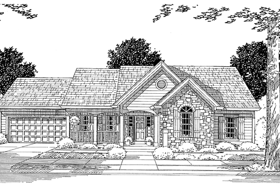 Exterior - Front Elevation 3 for Country House Plan #46-598 - 3 bed, 2 bath