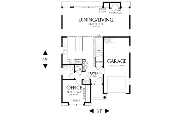 Floor Plan - Main Floor for Traditional House Plan #48-487 - 3 bed, 2.5 bath