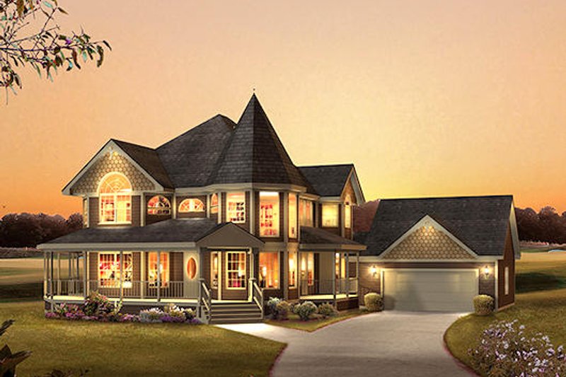 Dream House Plan - Victorian Exterior - Front Elevation Plan #57-548