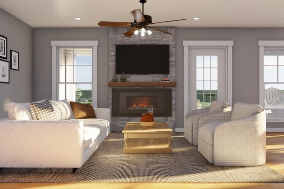 Interior - Family Room for Traditional House Plan #17-2465 - 3 bed, 3 bath