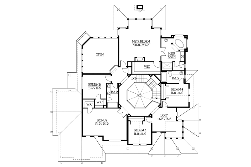 Home Plan - Floor Plan - Upper Floor for Craftsman House Plan #132-495 - 5 bed, 4 bath