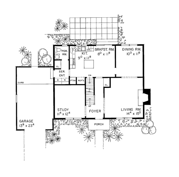 Architectural House Design - Colonial Floor Plan - Main Floor Plan #72-998