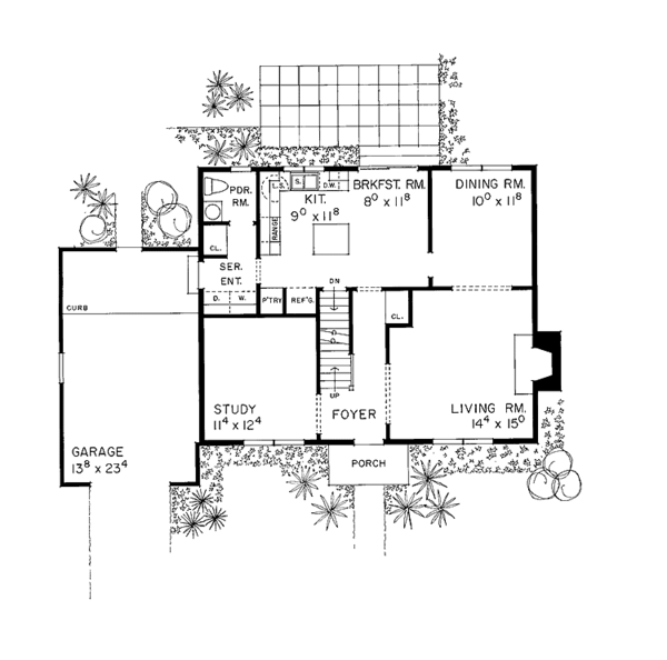 House Blueprint - Colonial Floor Plan - Main Floor Plan #72-998