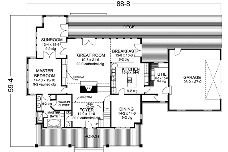 House Blueprint - Floor Plan - Main Floor for Country House Plan #965-2 - 4 bed, 3.5 bath