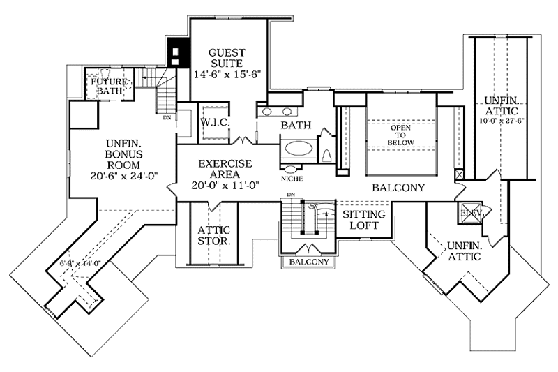 Home Plan - Floor Plan - Upper Floor for Country House Plan #453-369 - 2 bed, 2.5 bath
