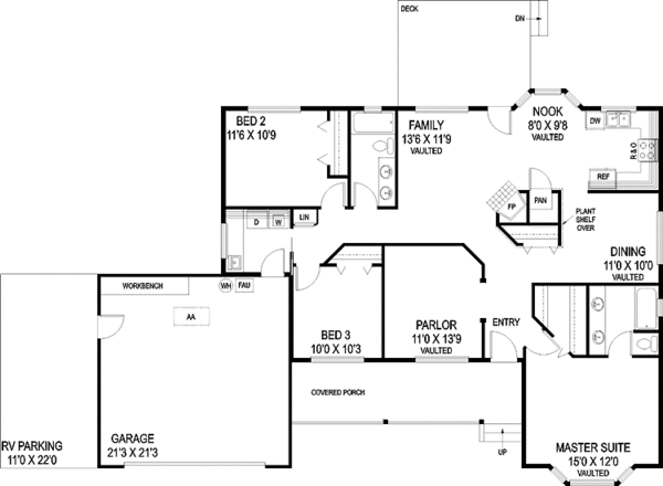 House Blueprint - Country Floor Plan - Main Floor Plan #60-1007