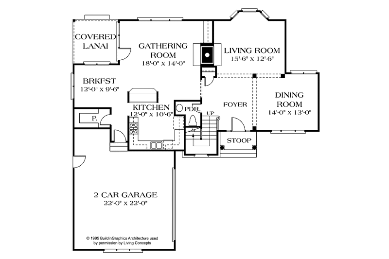 House Blueprint - Floor Plan - Main Floor for European House Plan #453-137 - 3 bed, 2.5 bath