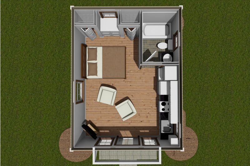 House Design - Floor Plan - Main Floor for Cottage House Plan #513-2242 - 1 bed, 1 bath