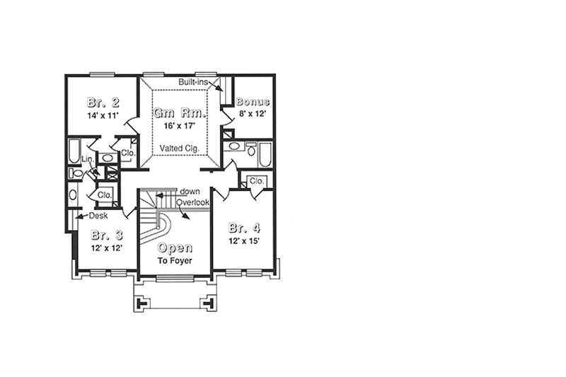 Architectural House Design - Floor Plan - Upper Floor for Country House Plan #974-23 - 4 bed, 3.5 bath