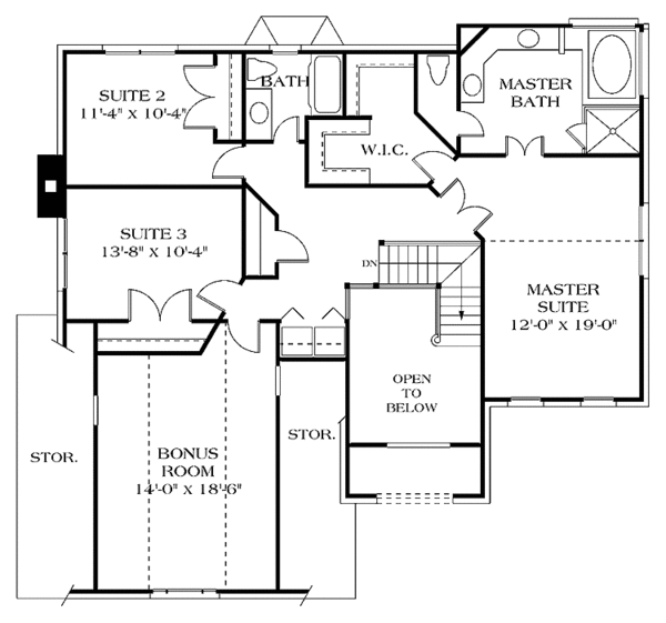 House Plan Design - Traditional Floor Plan - Upper Floor Plan #453-487