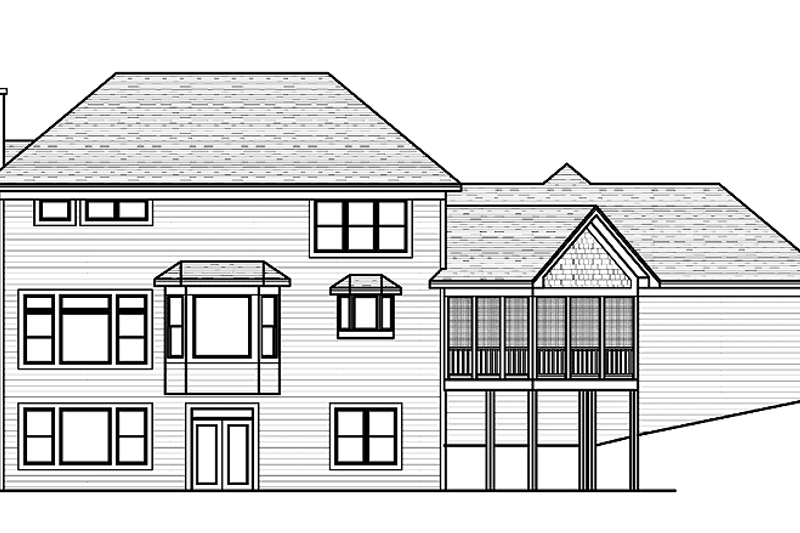 Home Plan - Exterior - Rear Elevation for European House Plan #51-639 - 3 bed, 2.5 bath