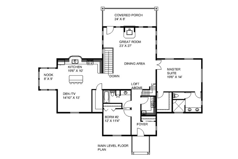 Dream House Plan - Floor Plan - Main Floor for Craftsman House Plan #117-1037 - 2 bed, 2 bath