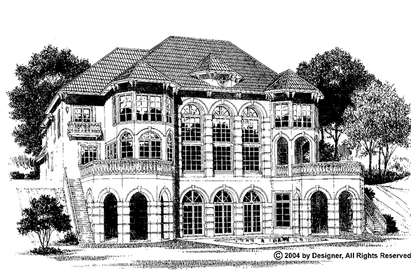 Home Plan - Exterior - Rear Elevation for Mediterranean House Plan #453-380 - 4 bed, 5.5 bath