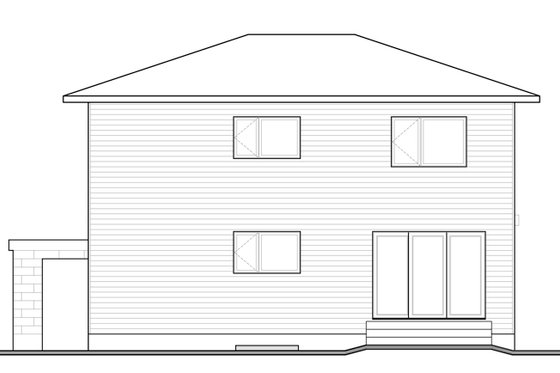 Exterior - Rear Elevation for Contemporary House Plan #23-2586 - 3 bed, 1.5 bath