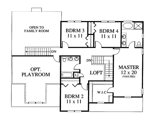 House Design - Country Floor Plan - Upper Floor Plan #1053-31