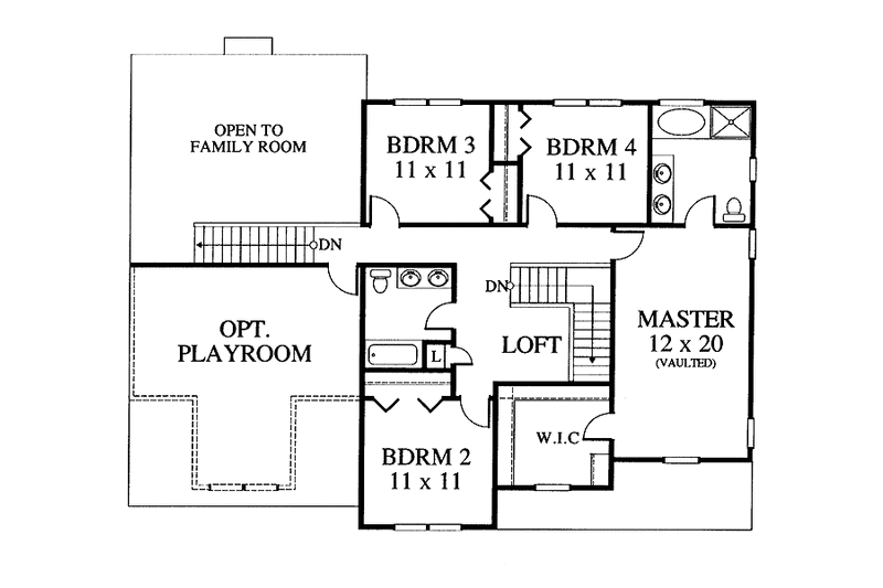 Architectural House Design - Floor Plan - Upper Floor for Country House Plan #1053-31 - 4 bed, 2.5 bath
