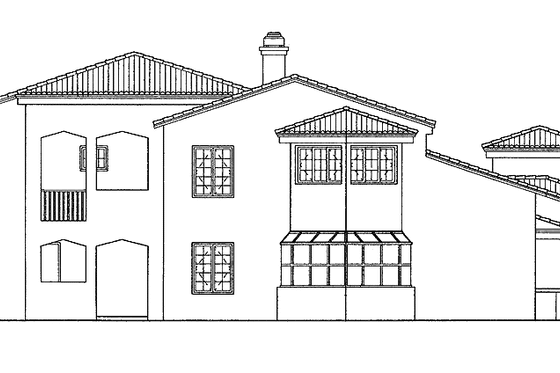 Exterior - Rear Elevation for Mediterranean House Plan #72-934 - 3 bed, 2.5 bath