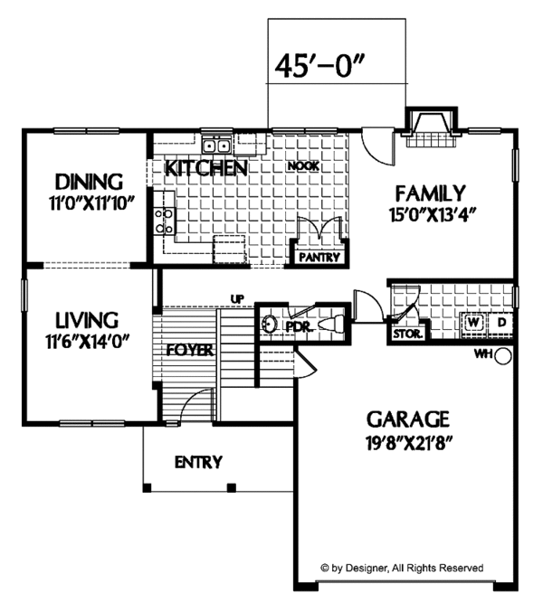 House Design - Colonial Floor Plan - Main Floor Plan #999-62