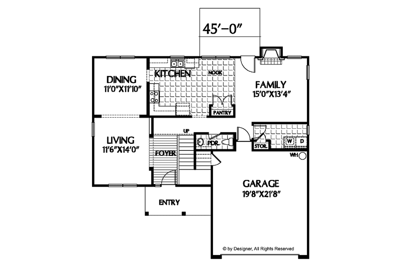 Home Plan - Floor Plan - Main Floor for Colonial House Plan #999-62 - 3 bed, 2.5 bath
