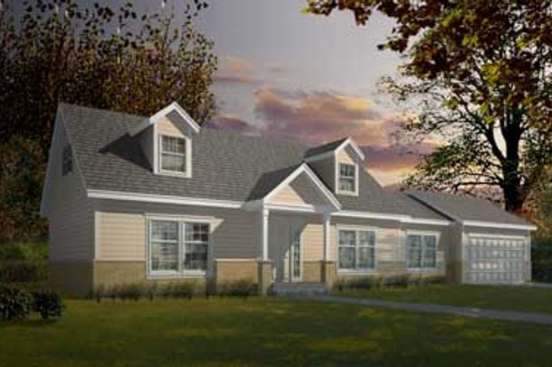 Colonial Style House Plan - 3 Beds 2 Baths 1526 Sq/Ft Plan #100-407