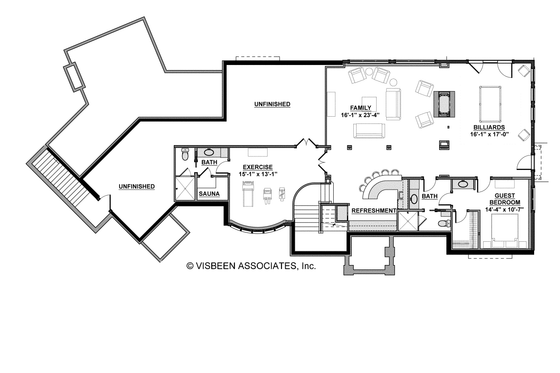 Floor Plan - Lower Floor for European House Plan #928-267 - 4 bed, 5 bath