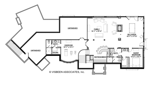 Architectural House Design - European Floor Plan - Lower Floor Plan #928-267