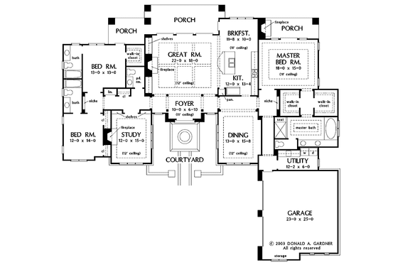 Floor Plan - Main Floor for Mediterranean House Plan #929-698 - 3 bed, 3.5 bath